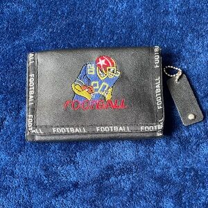 NWOT Black Football trifold Wallet